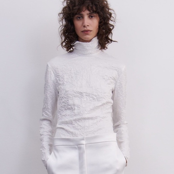 ZARA Crinkled Turtleneck Top - Picture 1 of 11